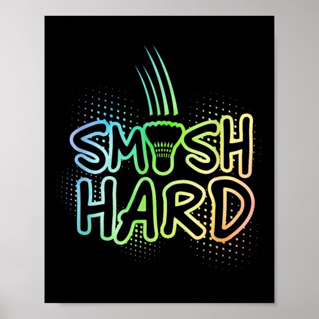 Affiche Smash Hard Graphisme Badminton Joueur Badminton Sp (Devant)