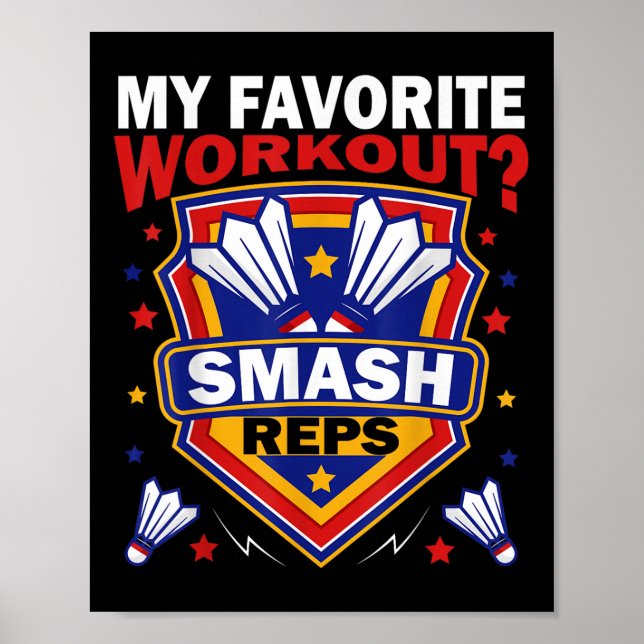 Affiche Smash Reps Jeu de Badminton Raquettes de Jour Nave (Devant)