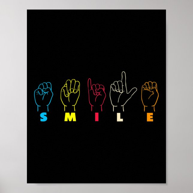 Affiche Smile ASL Alphabet American Sing Language ASL Teac (Devant)