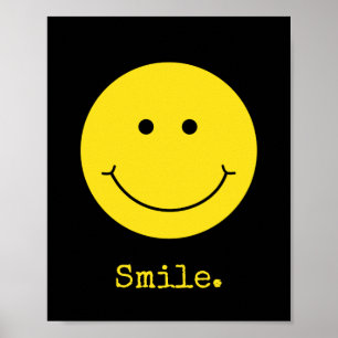 Affiche Smile Black Yellow Face Grin Typografy