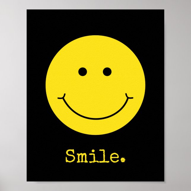 Affiche Smile Black Yellow Face Grin Typografy (Devant)
