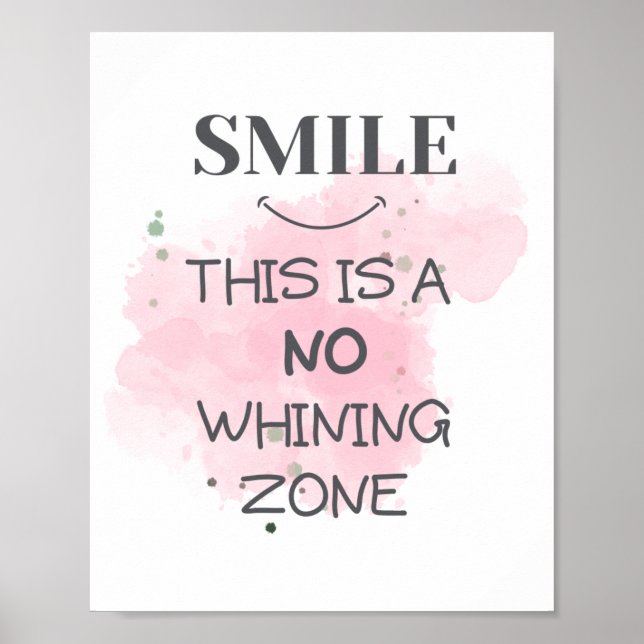 Affiche Smile C'Est Une Zone De Whining Pas Drôle Décor Mu (Devant)
