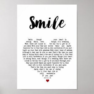 Affiche Smile Heart Song Lyric Wall Art Imprimer