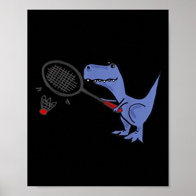 Affiche Smiletodaytees Amusants T-rex Dinosaur Jouer Badmi (Devant)