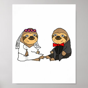 Affiche Smiletodaytees Funny Sloth Mariée Et Mariage De Ch