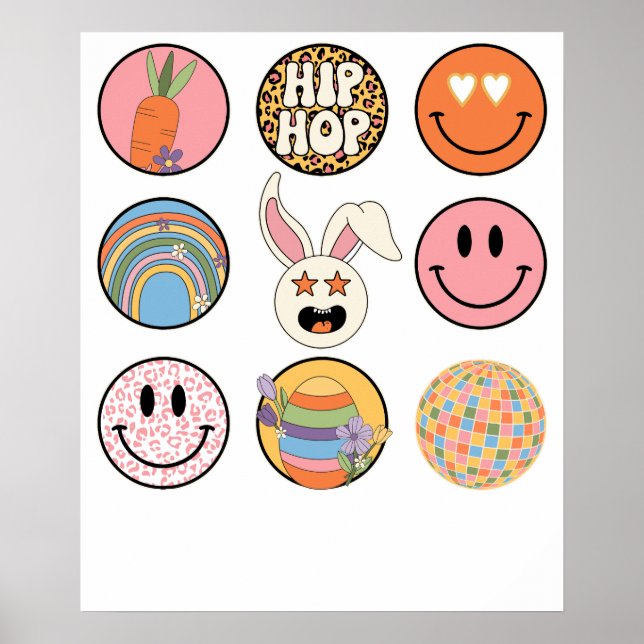 Affiche smiley hip-hop, rétro, vintage (Devant)