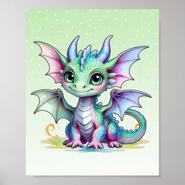 Affiche Smiling Dragon Nursery Art (Devant)