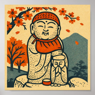 Affiche Smiling Jizo Guardian  – Japanese Folk Art 