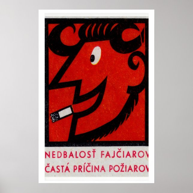 Affiche Smoking Devil Ram Matchbox Art Print, Czech (Devant)