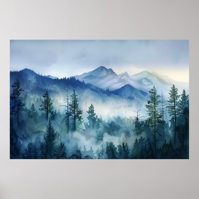 Affiche Smoky Sleeping Ute Mountain aquarelle peintures (Devant)