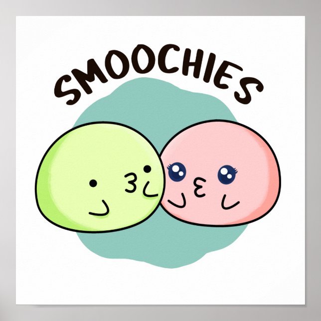 Affiche Smoochies Drôle Baiser Mochi Pun (Devant)