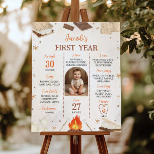 Affiche S'more Campfire 1er Anniversaire Photo Jalon