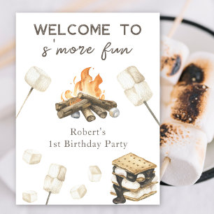 Affiche S'more fun 1ère fête d'anniversaire Bienvenue