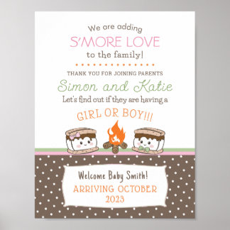 Affiche S'more Love thème bébé genre révéler baby shower