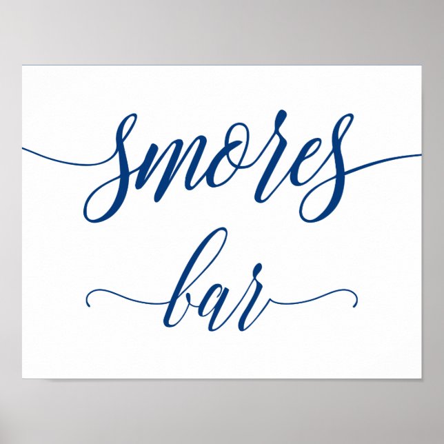 Affiche Smores Bar Mariage Connexion Marine Blue Calligrap (Devant)