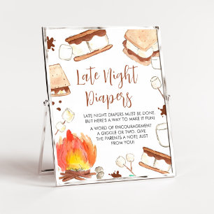 Affiche S'mores Camping Baby shower Late Night Diapers