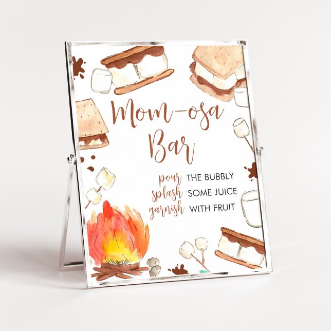 Affiche S'mores Camping Baby shower Maman Osa Bar (Smore Fun Baby Shower Mom Osa Bar Sign)