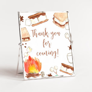Affiche S'mores Camping Baby shower Merci pour venir