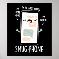 Smug Phone Funky Cellphone Pun Dark BG