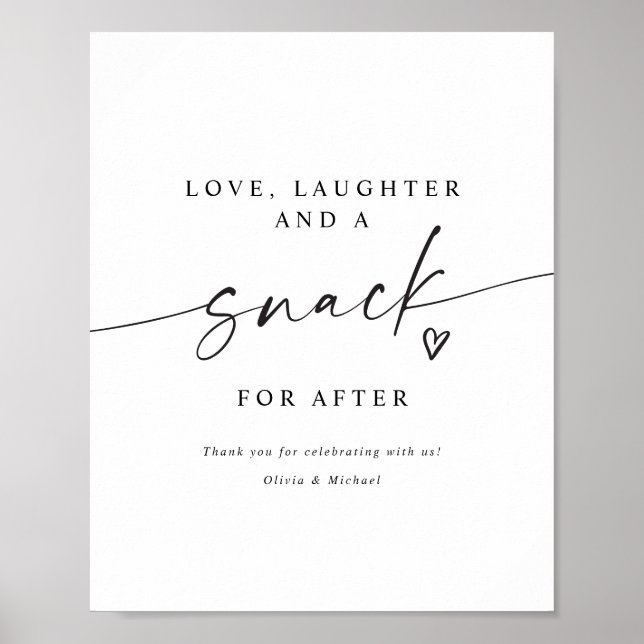 Affiche Snack for After Modern Handwritten Wedding Sign (Devant)