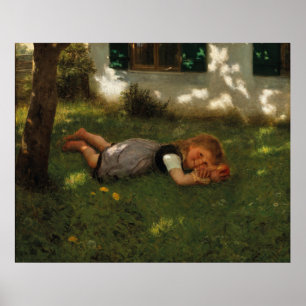 Affiche Snack Time (Sweet Young Girl Lying on the Grass)