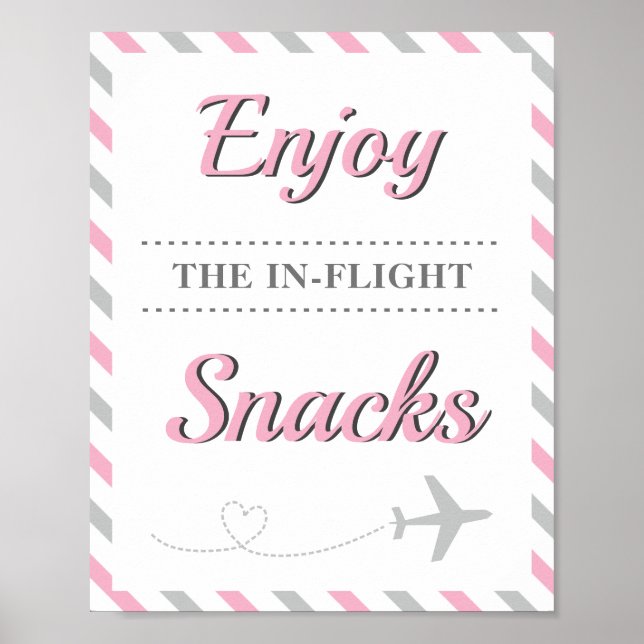 Affiche Snacks Table de nourriture Voyage Avion Avion Part (Devant)