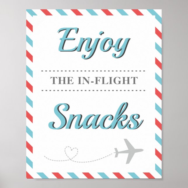 Affiche Snacks Table de nourriture Voyage Avion Avion Part (Devant)