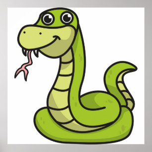 Affiche Snake cartoon gift animal snakes green