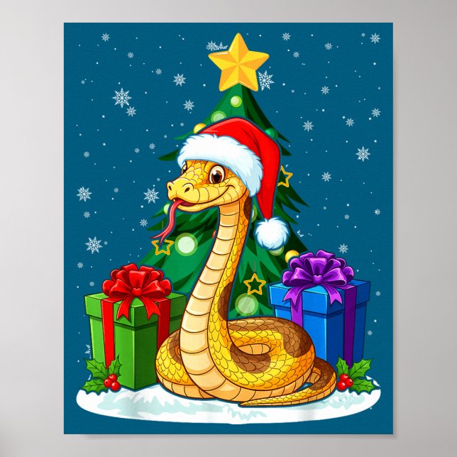 Affiche Snake Santa Hat Christmas Pajama Cute Animal Snowf (Devant)