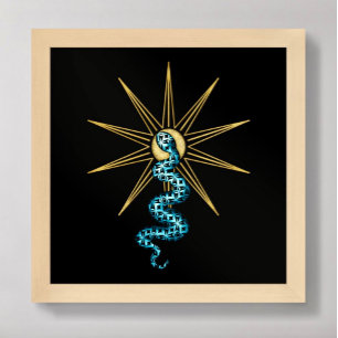 Affiche Snake Spirituel mur art Stars or bleu noir