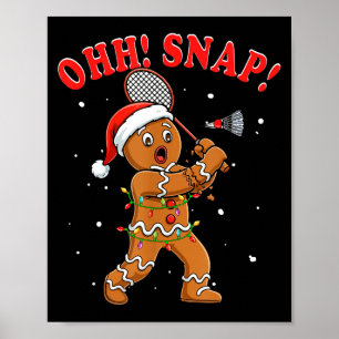 Affiche Snap Noël Santa Pain d'épice Jouant au Badminton