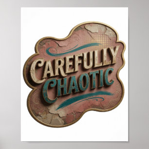 Affiche Snappy Gold CAREFULLY CHAOTIC Texte d'art 3D