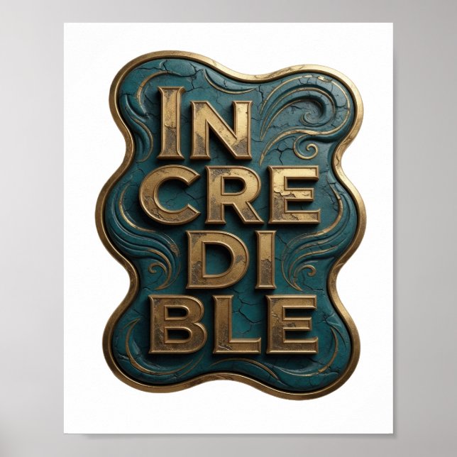 Affiche Snappy Gold INCREDIBLE Art de texte 3D (Devant)