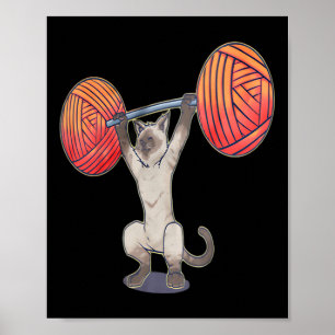 Affiche Snatation olympique Siamese Chat Poids Bodybuild