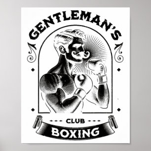 Affiche #snirt Club de boxe de Gentleman Rétro avec boîte