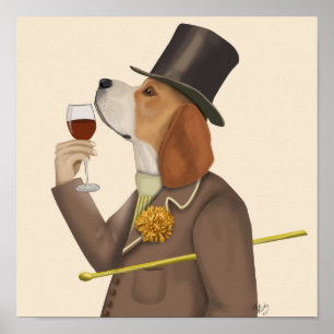 Affiche Snob de vin beagle
