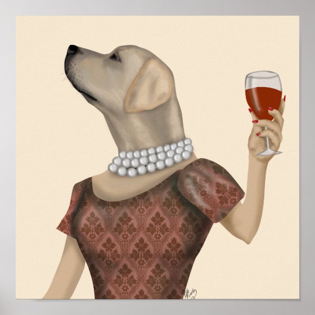 Affiche Snob de vin du Labrador jaune (Devant)
