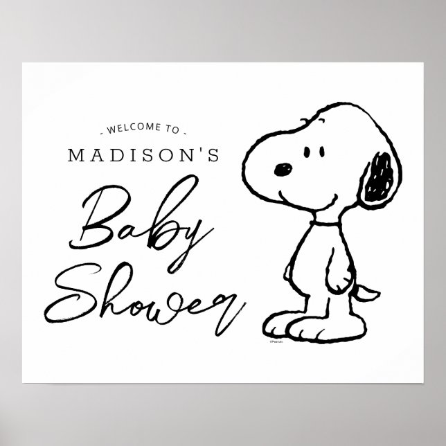 Affiche Snoopy d'arachides | BABY SHOWER (Devant)
