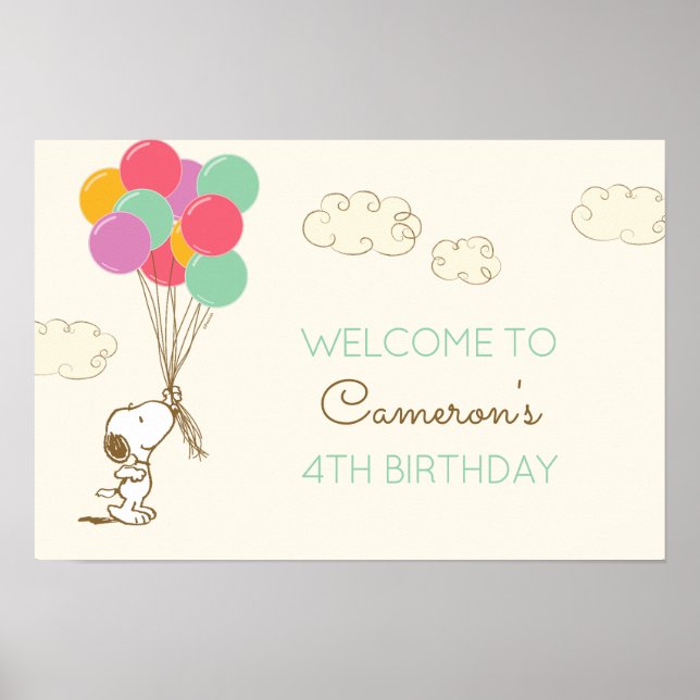 Affiche Snoopy et Ballons Anniversaire (Devant)