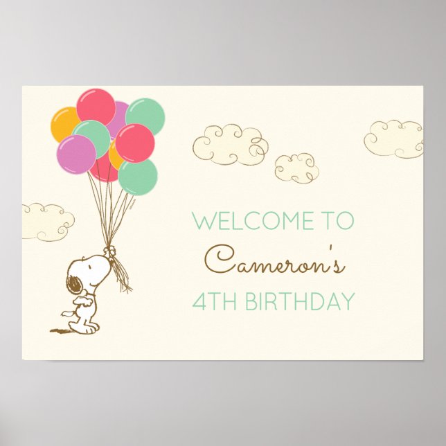 Affiche Snoopy et Ballons Anniversaire (Devant)