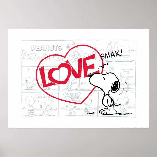 Affiche Snoopy "Love" bande dessinée graphique (Devant)