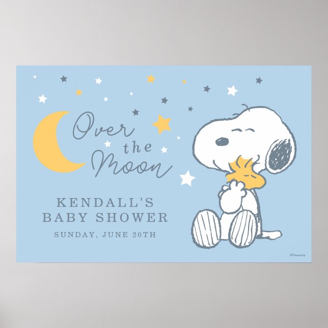 Affiche Snoopy & Woodstock | Over the Moon Baby Shower Pos (Devant)