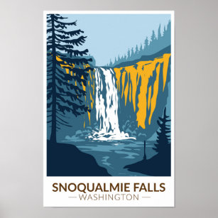 Affiche Snoqualmie Falls Washington Cascade Vintage