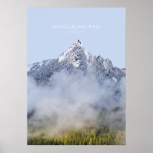 Affiche Snoqualmie Pass, Washington Illustration de voyage