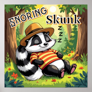 Affiche Snording Skunk   Belle caricature de l'art de la p