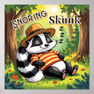 Affiche Snording Skunk Belle caricature de l'art de la p