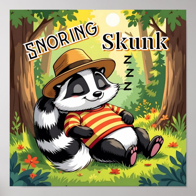 Affiche Snording Skunk | Belle caricature de l'art de la p (Devant)