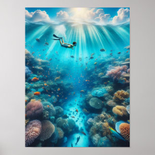 Affiche Snorkeling dans un beau récif