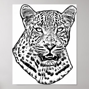 Affiche Snow Leopard Abstrait Art original de la jungle