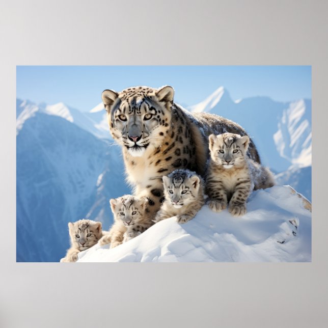 Affiche Snow Leopard Animal Wild Beauté Liberté Wilderness (Devant)